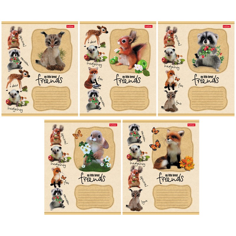 Тетрадь ХАТБЕР Пушистые зверушки линейка 12л арт.12Т5В2