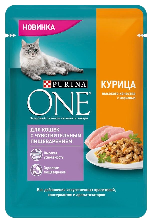 Корм для кошек ПУРИНА ВАН с курицей и морковью с чувствительным пищеварением 75г