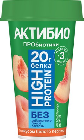 Кисломолочный напиток АКТИБИО белый персик безлактозный бзмж 1.5% 190г