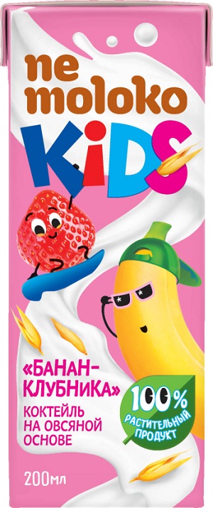 Коктейль овсяный НЕМОЛОКО банан клубника 3% 200мл