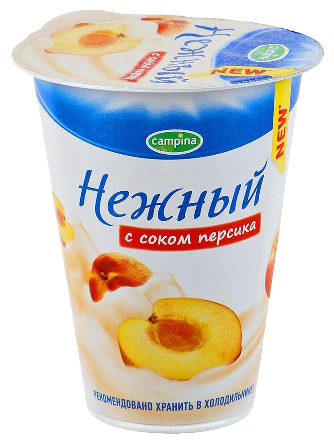 Йогурт КАМПИНА Нежный с соком персика бзмж 320г