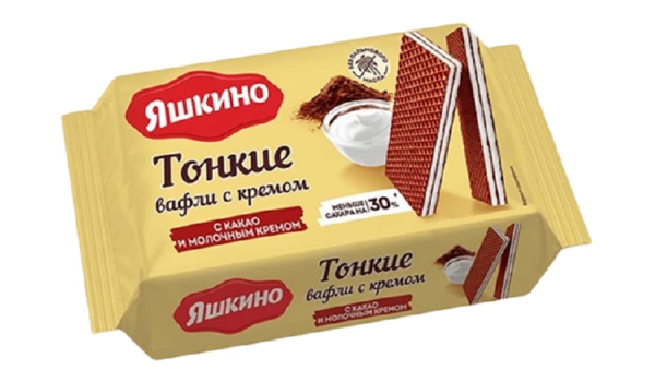 Вафли ЯШКИНО с какао и молочным кремом тонкие 144г