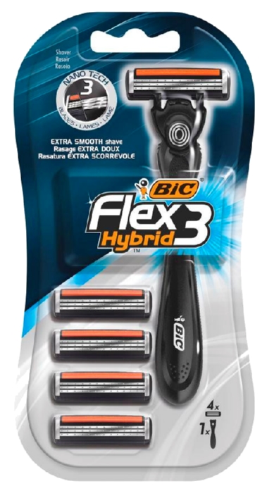 Станок для бритья БИК Флекс 3 гибрид с 4 кассетами