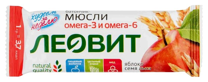 Батончик-мюсли ХУДЕЕМ ЗА НЕДЕЛЮ яблоко семена льна 30г