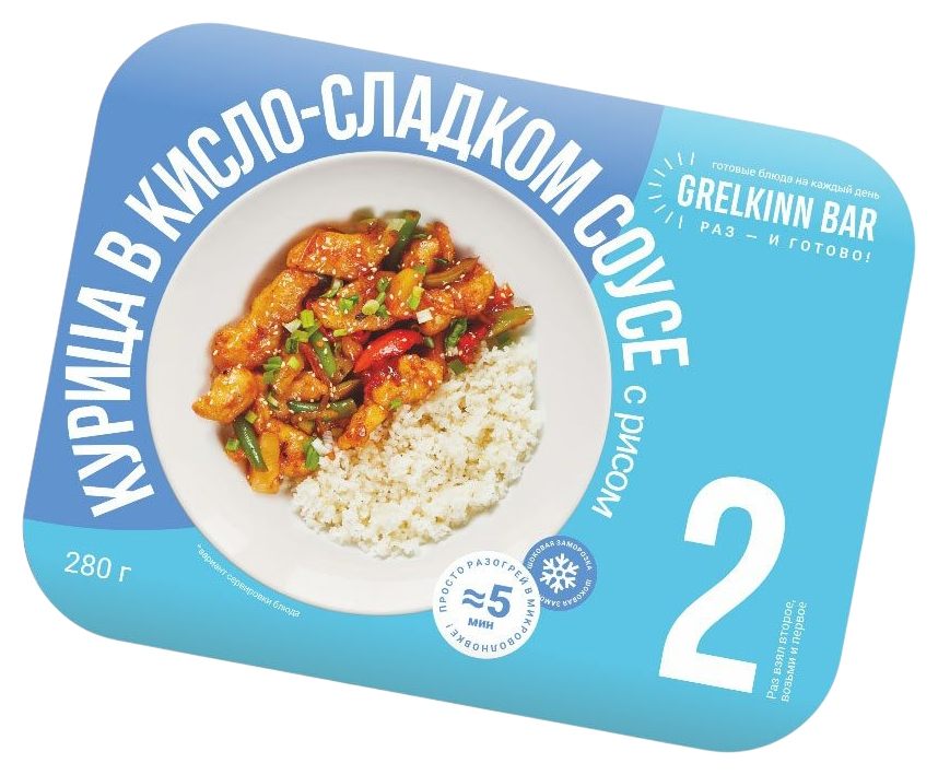 Курица ГРЕЛКИН БАР в кисло-сладком соусе с рисом 280г