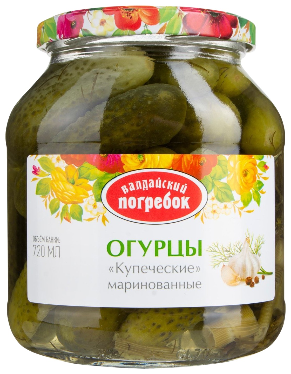 Огурцы ВАЛДАЙСКИЙ ПОГРЕБОК Купеческие маринованные с перцем ст/б 720мл