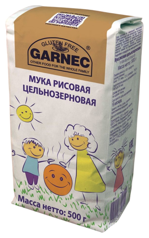 Мука ГАРНЕЦ рисовая цельнозерновая м/у 500г