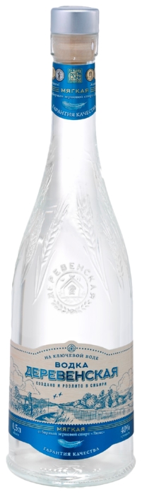 Водка ДЕРЕВЕНСКАЯ Мягкая народная 40% ст/б 0.5л