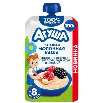 Каша АГУША пшенично-овсяная яблоко ежевика малина 100г