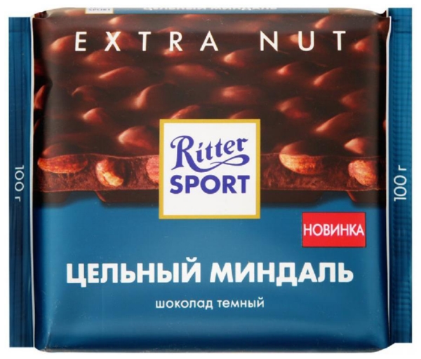 Шоколад РИТТЕР СПОРТ темный с цельным миндалем 100г