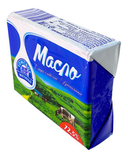 Масло сладко-сливочное ТОМСКОЕ МОЛОКО Крестьянское несоленое бзмж 72.5% 180г