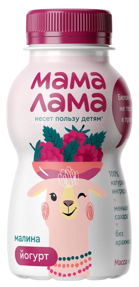Йогурт МАМА ЛАМА малина бзмж 2.5% 200г
