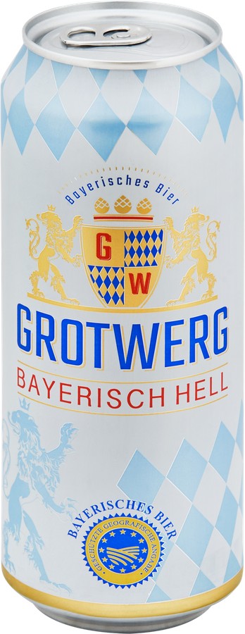 Пиво ГРОТВЕРГ Байриш Хель 4.7% ж/б  0.5л