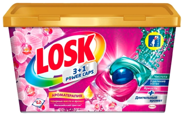 Капсулы для стирки ЛОСК Дуо-капс Малазийский цветок 12шт