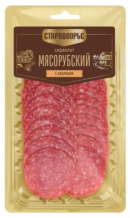 Сервелат СТАРОДВОРЬЕ Мясорубский нарезка в/к 80г
