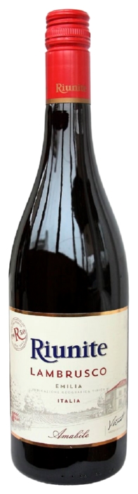 Игристое вино РИУНИТЕ Ламбруско Эмилия красное п/сл 8% ст/б 0.75л