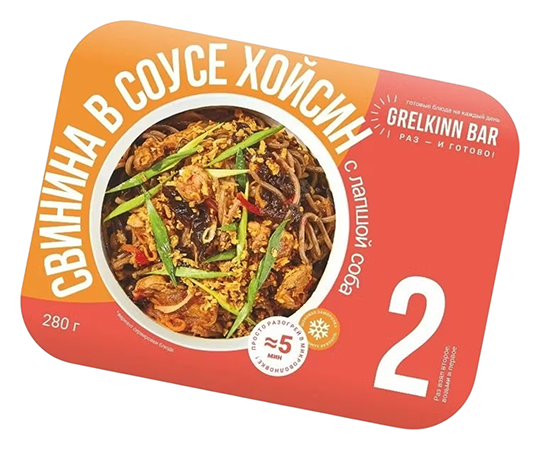 Свинина ГРЕЛКИН БАР в соусе хойсин с лапшой соба 280г