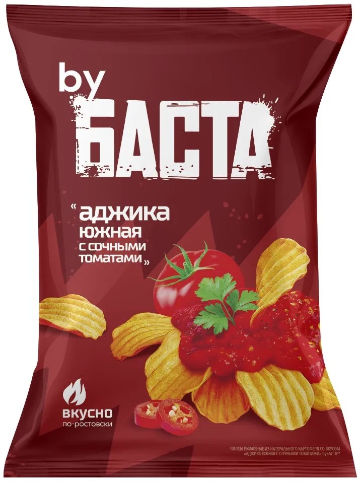 Чипсы БАСТА рифленые Аджика южная с сочными томатами 120г