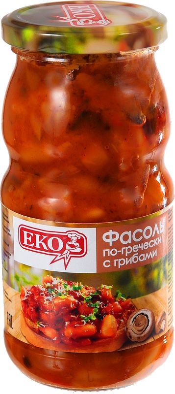 Фасоль ЭКО с грибами по-гречески ст/б 510г