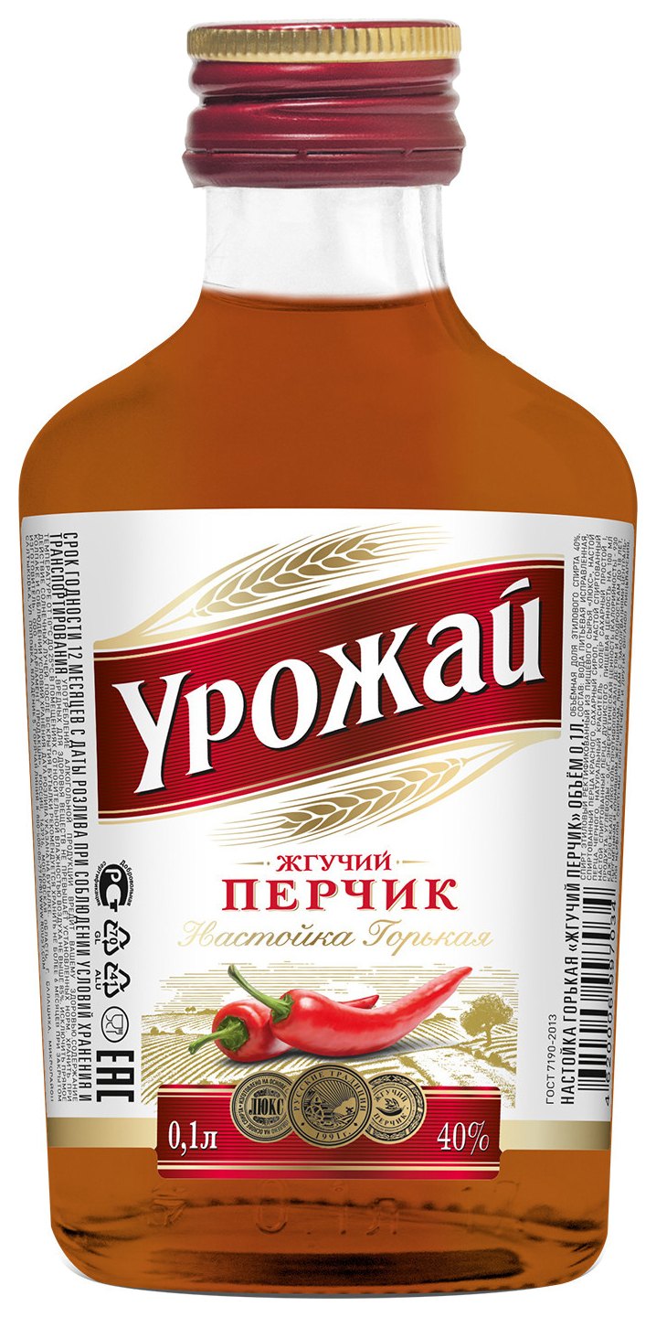 Настойка УРОЖАЙ Жгучий перчик 40% ст/б 0.1л