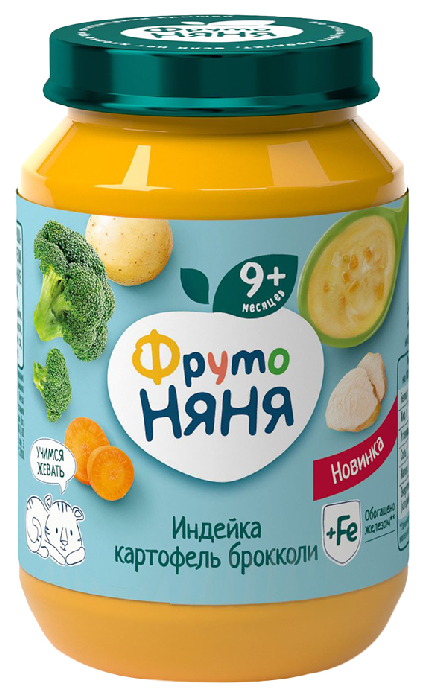 Пюре ФРУТОНЯНЯ индейка с картофелем и брокколи ст/б 190г