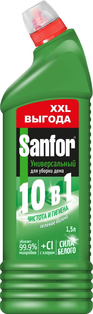 Чистящее средство для сантехники САНФОР Универсал 10 в 1 Зеленое яблоко 1500мл