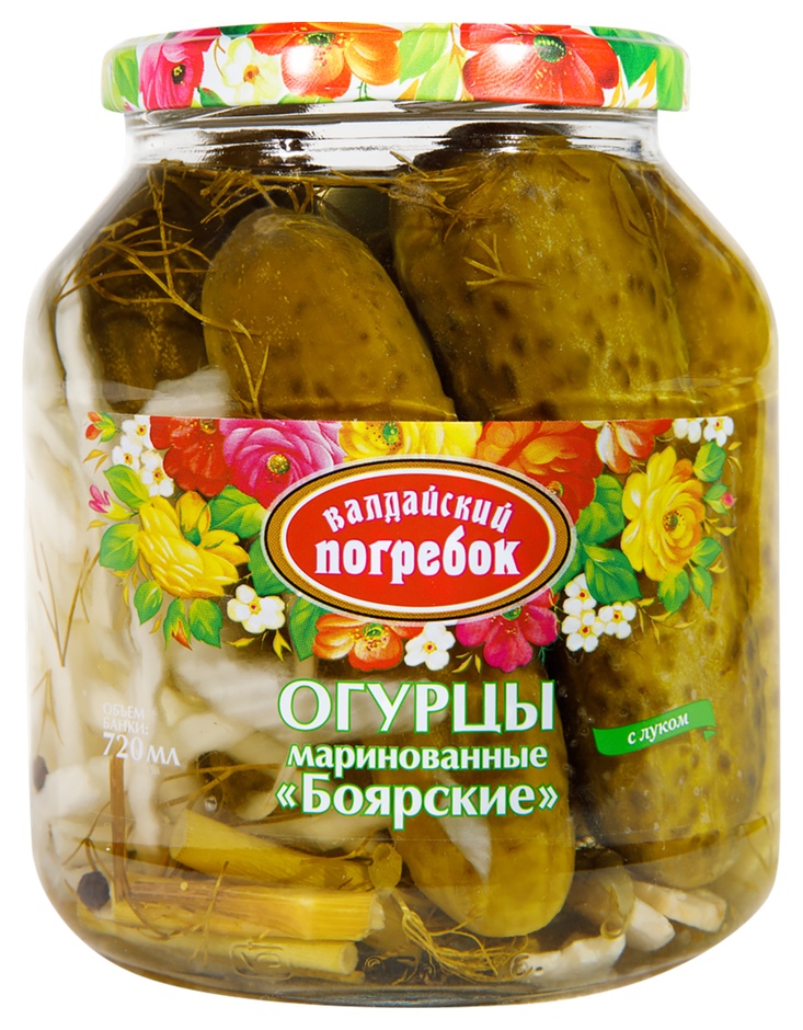 Огурцы ВАЛДАЙСКИЙ ПОГРЕБОК Боярские маринованные с луком ст/б 720мл