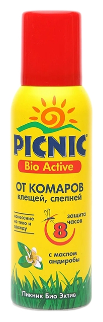 Аэрозоль ПИКНИК Био Актив от комаров и клещей 125мл