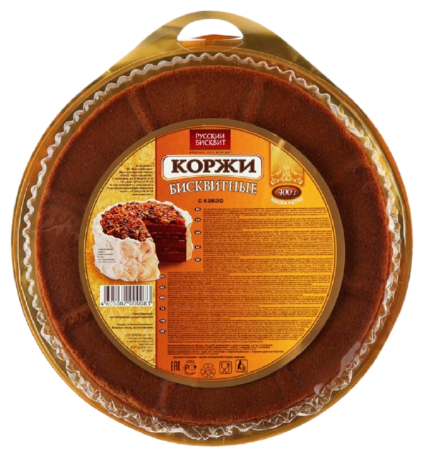 Корж РУССКИЙ БИСКВИТ темный бисквит 400г