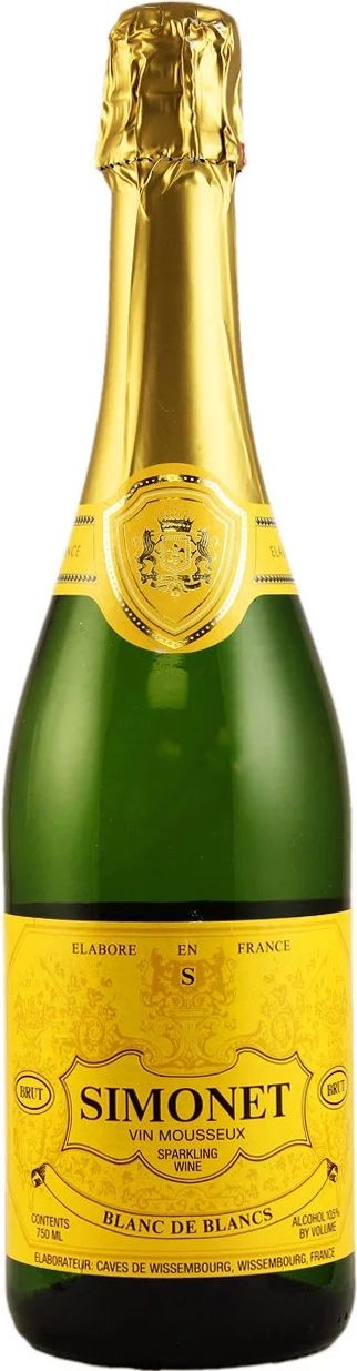 Игристое вино СИМОНЕ Блан де Блан белое брют 10.5% ст/б 0.75л