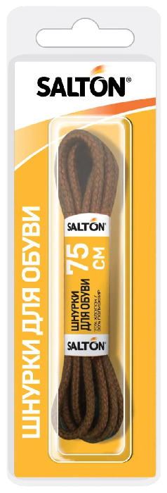 Шнурки для обуви САЛТОН с пропиткой круглые коричневые 75см