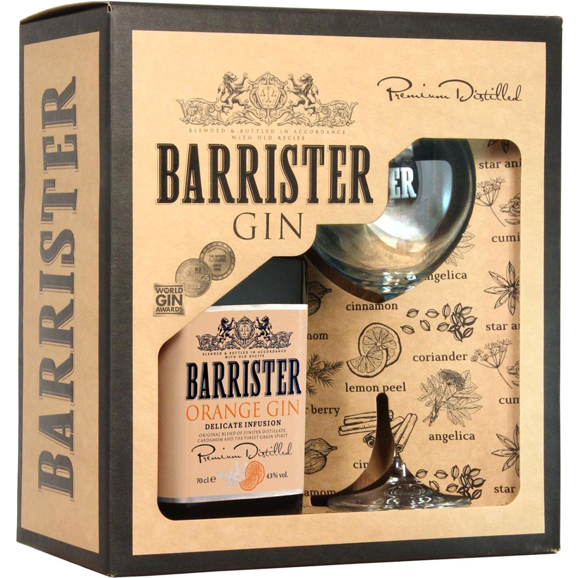 Джин БАРРИСТЕР Оранж 43% ПК 0.7л+бокал