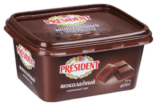 Сыр плавленый ПРЕЗИДЕНТ шоколадный бзмж 30% 400г