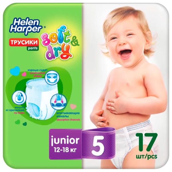 Подгузники-трусики ХЕЛЕН ХАРПЕР Софт&Драй джуниор 12-18кг 17шт