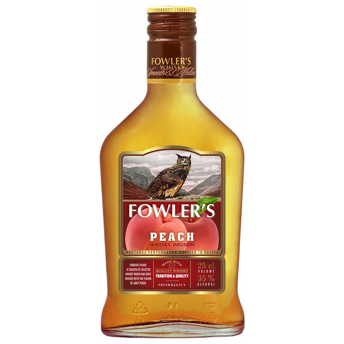 Настойка ФОУЛЕРС Персик яблоко с виски 35% ст/б 0.25л