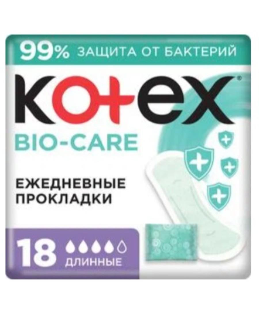 Прокладки ежедневные КОТЕКС Био-кеа длинные 18шт