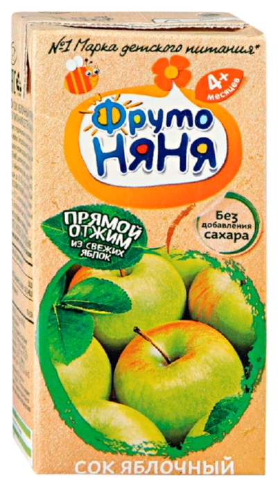 Сок ФРУТОНЯНЯ яблоко прямой отжим 0.2л