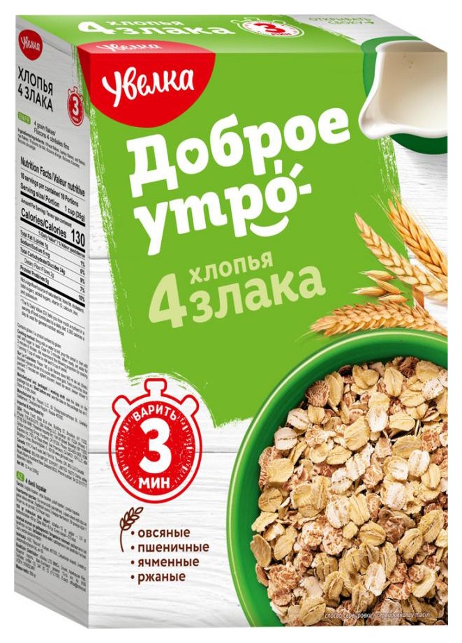 Хлопья УВЕЛКА 4 злака карт/уп 350г
