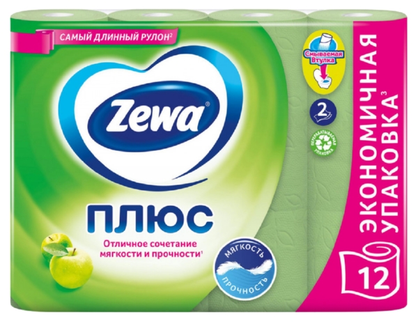 Туалетная бумага ЗЕВА Плюс Яблоко 2сл 12рул