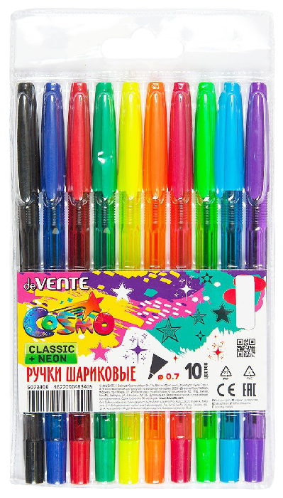 Набор шариковых ручек ДЕВЕНТЕ Космо 0.7мм 10цв
