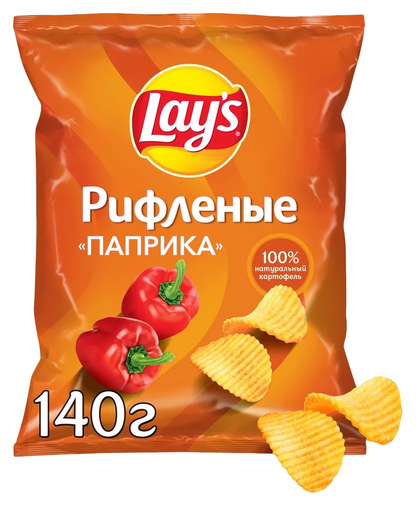 Чипсы ЛЕЙС рифленые паприка 140г