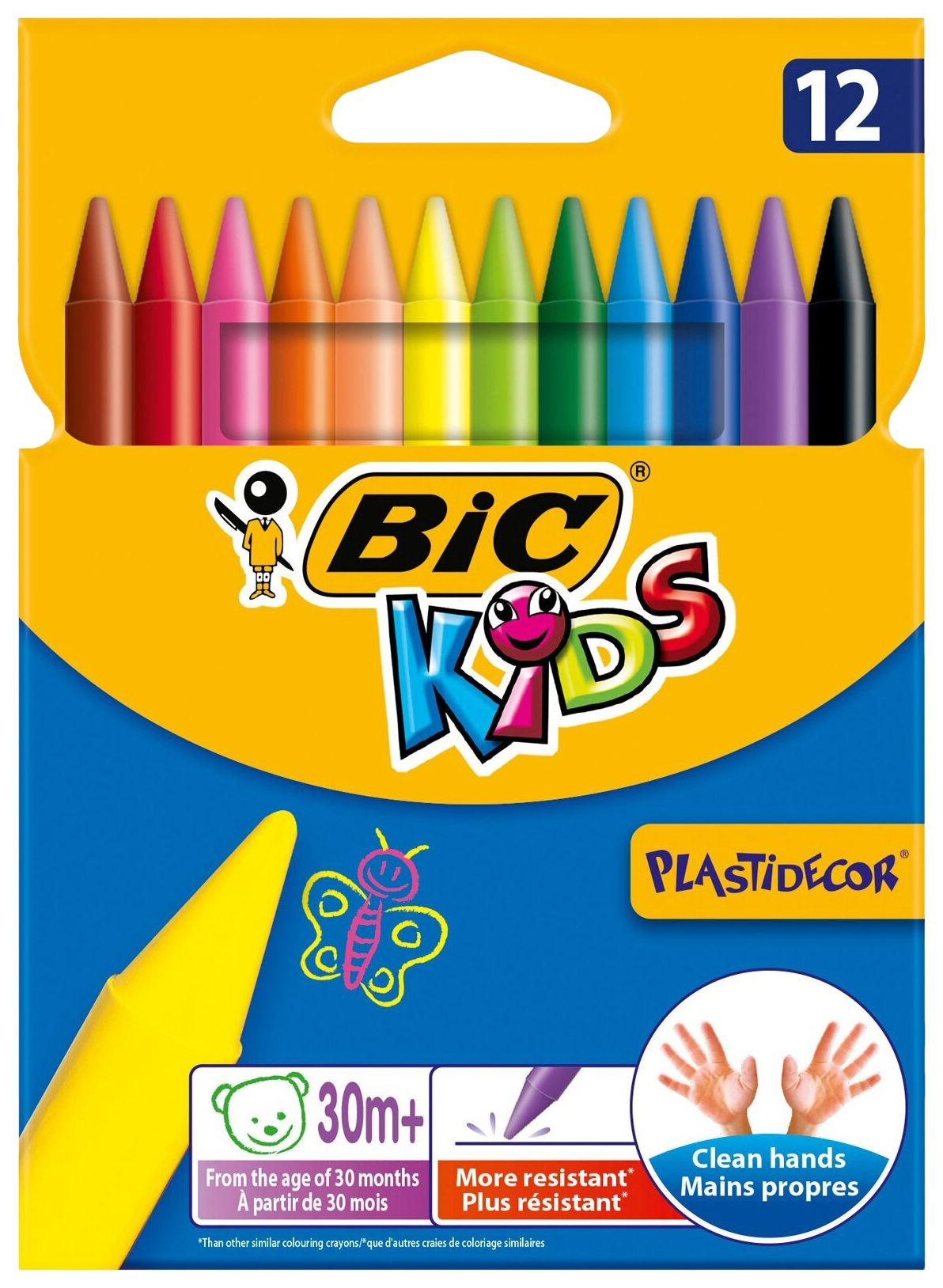 Мел БИК Пластидекор цветной 12шт