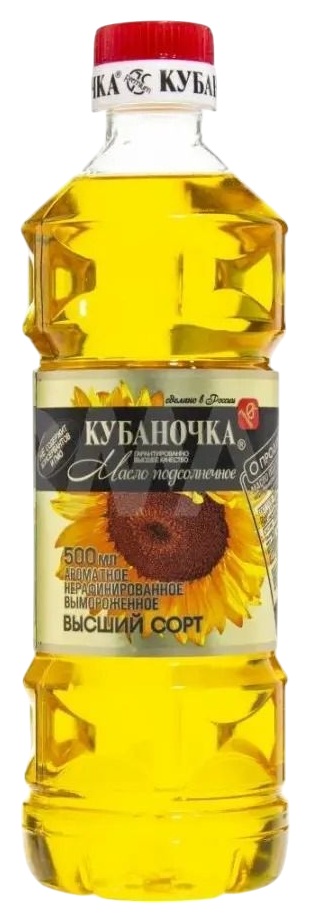 Масло подсолнечное КУБАНОЧКА нерафинированное  пэт 0.5л
