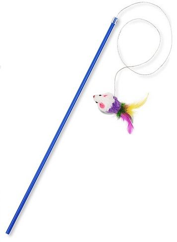 Игрушка для кошки ПЛЕЙ КЭТ Дразнилка удочка мышь с хвостом из перьев