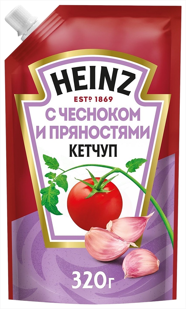 Кетчуп ХАЙНЦ С чесноком и пряностями д/пак 320г