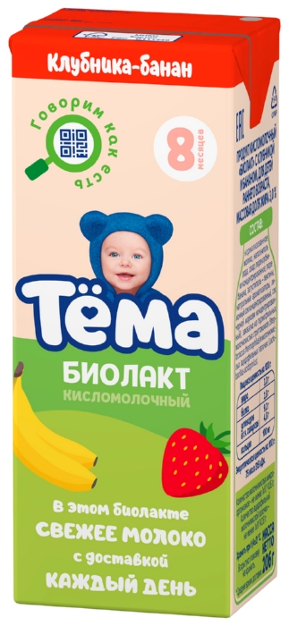 Биолакт ТЕМА клубника банан бзмж 3% 206г