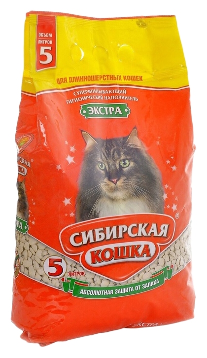 Наполнитель для туалета СИБИРСКАЯ КОШКА Экстра для длинношерстных впитывающий 5л