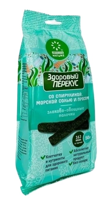Палочки ЗДОРОВЫЙ ПЕРЕКУС со спирулиной и просом 50г