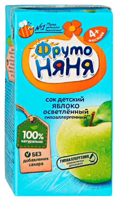 Сок ФРУТОНЯНЯ  яблоко осветленный без сахара 0.2л