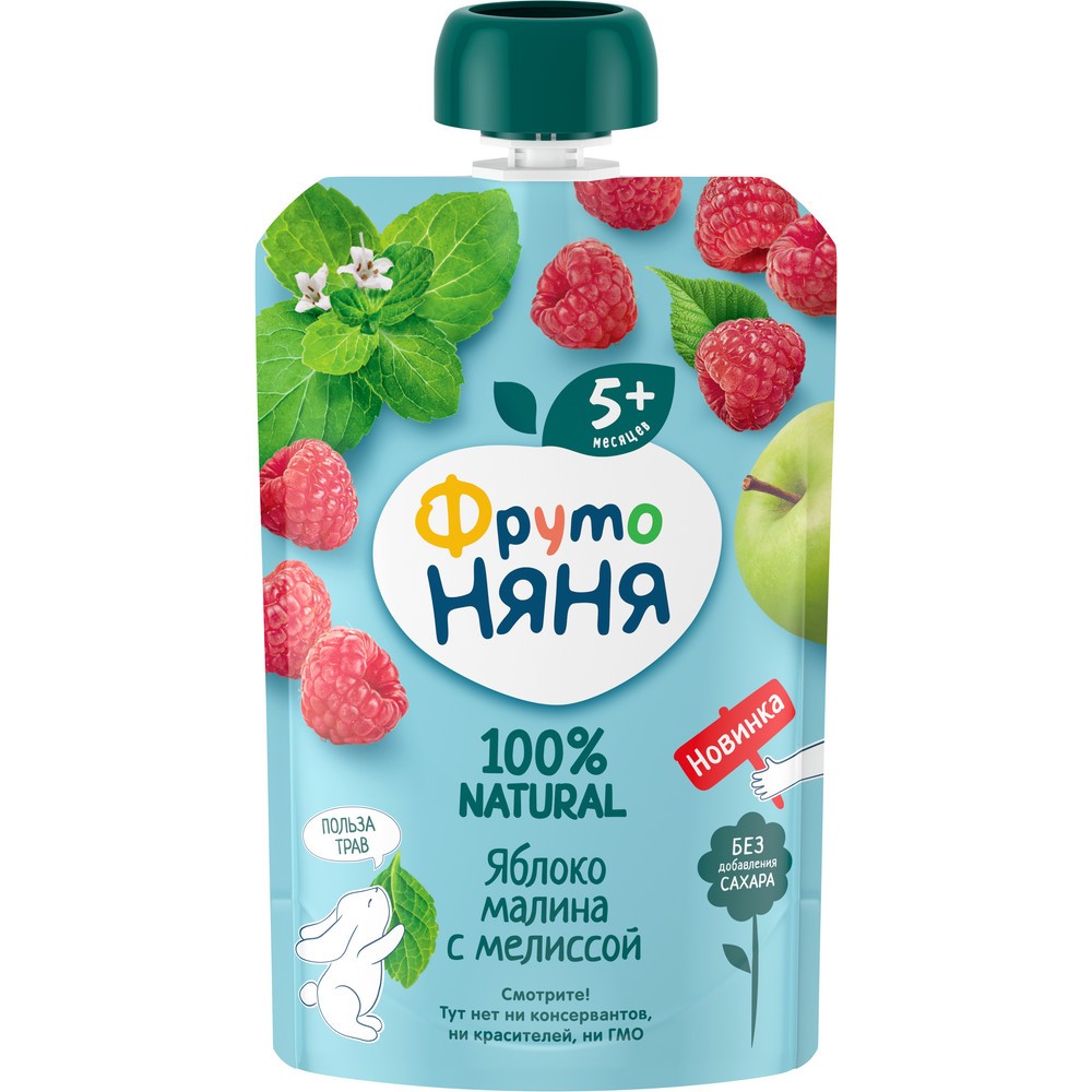 Пюре ФРУТОНЯНЯ яблоко малина мелисса м/у 90г